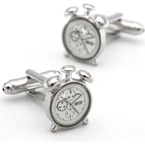 Mens Clock Cufflink Copper Material White Color