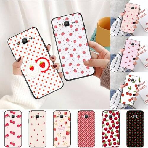 Pink Cherries Cherry Strawberry Phone Case For Samsung Galaxy J2 J4 J5 J6 J7 J8 2016 2017 2018 Prime Pro plus Neo duo