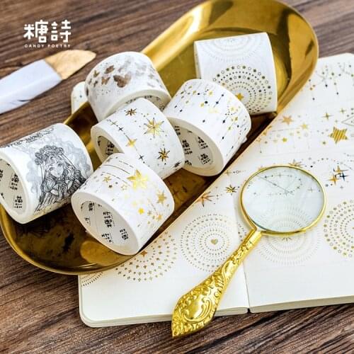 Hand account party DIY decoration and paper tape hot stamping starlight retro character butterfly Wedding dress girl washi tape