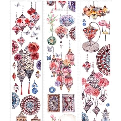 1 Loop 100cm Beautiful Crystal Lamps Flowers Masking Tape Journal Planner