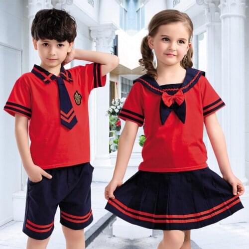 Kids Kindergarten Uniforms Students Boys and Girls School Uniforms British Style Suits 2pcs Nursery Clothes D-0554