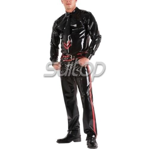Suitop faster shipping heavy latex trousers made from 0.6mm latex including belt