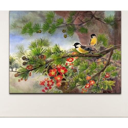 Chinese Flower and Bird Painting Canvas Printings Modern Picture Home Decor Living Room Poster Wall Art Oil Painting Unframed