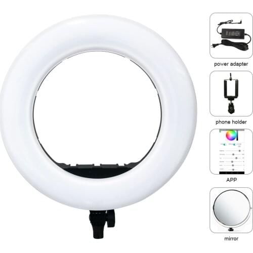 Yidoblo QS-480DII Bluetooth APP Control Photography Ring lamp 18" 480PCS LED Ring Light Warm & Cold Color Adjustable Ring Lamp