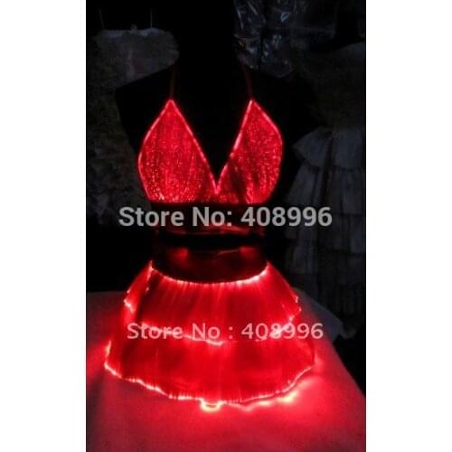 Sexy optical fiber fabric luminous corsage and skirt for performance/fashion show/Singular dress/Show Clothing/01