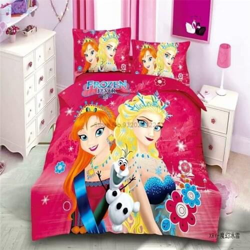 Red Disney Frozen Fever Bedding Set Children Kids Duvet Cover Pillowcase 2/3pcs Bed Cover Single Twin Full Size Free Shipping