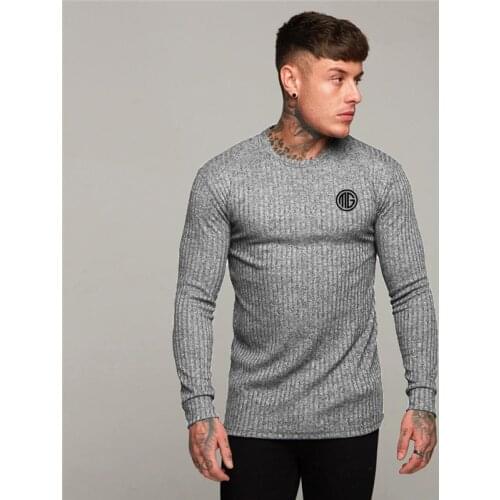 Machinefitness Slim Fit Long Sleeve Sweaters Mens Spring Fashion Knitted Shirt Men Casual O-Neck Pullovers Men Brand Clothing