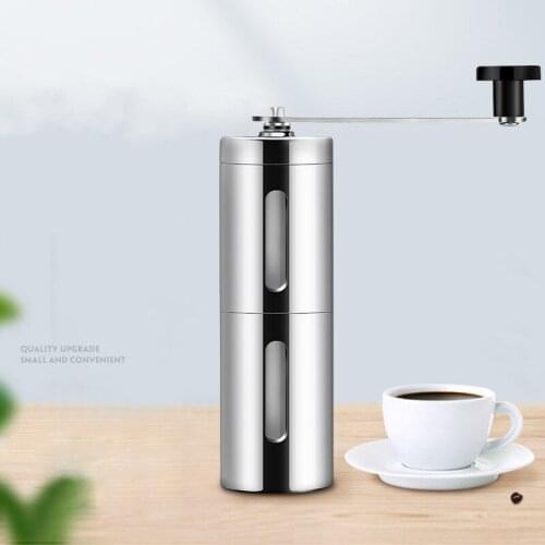 Stainless steel mini manual coffee grinder kitchen tool silver coffee grinder
