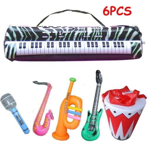 6pcs/set fashion Inflatable simulation Musical instrument toy,drum set /organ/,sax/horn/Microphone /guitar kids toys