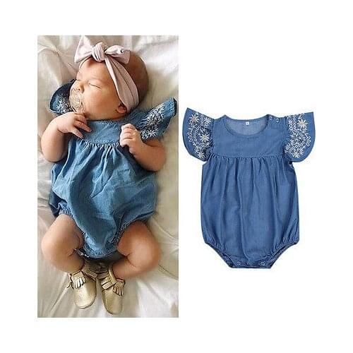 Fashion Newborn Baby Girl Denim Romper Jumpsuit Outfits Sunsuit Clothes