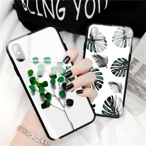 Cartoon Aesthetic Creative TPU Toughed Glass Anti-Fall Anti-Scratch Full Cover Shell Frame for iPhone X Mobile Phone Case