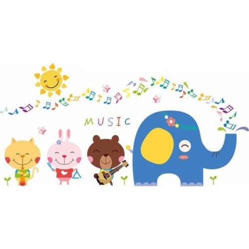 Cartoon Elephant Lovely Animal band Wall Stickers for Kids room Home Decor Art Decals Wallpaper decorations nursery cute sticker
