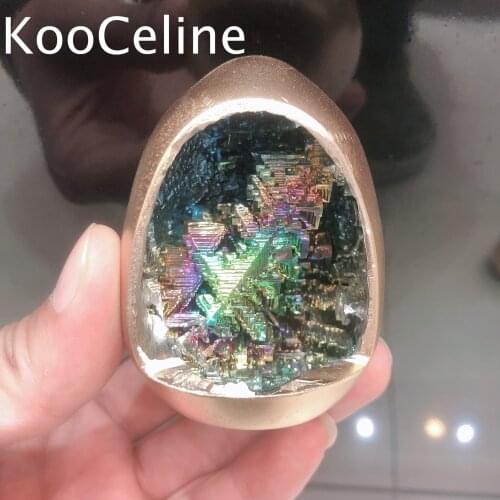 Natural Crystals Quartz Bismuth Ore Egg Shape Stones Energy Reiki Specimen Aquarium Home Room Decoration Accessories Gemstone