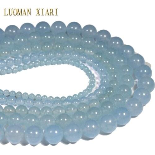 Wholesale Light Sky Blue White Stone Dyed Round Stone Beads For Jewelry Making DIY Bracelet Necklace 4/6/8/10/12 mm Strand 15
