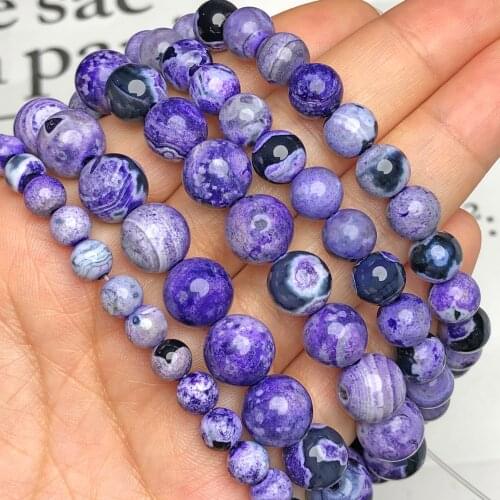 Natural Stone Purple Fire Agates Onyx Beads Round Loose Spacer Beads For Jewelry Making DIY Bracelet Necklace 6/8/10mm 15"Strand