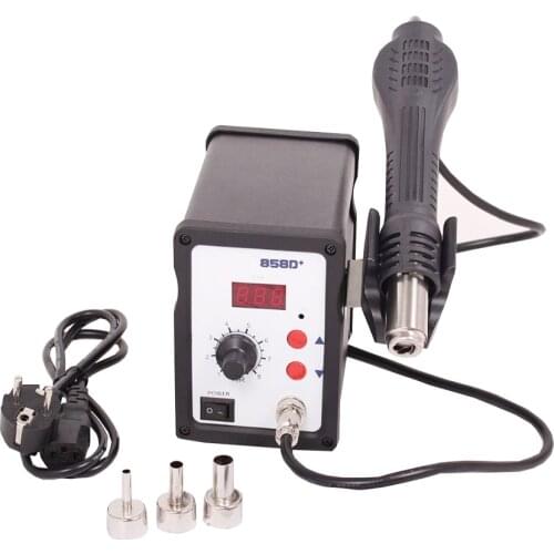 Hot Air Gun 700W ESD Soldering Station 858D+ 110V / 220V LED Digital Heat Gun Desoldering Station Upgrade From 858D 3 Air Nozzle