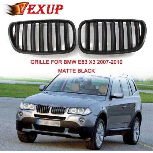 1Pair Single Slat Front Matte Black Front Center Kidney Grille for BMW E83 X3 After Modified 2007 2008 2009 2010 Grill