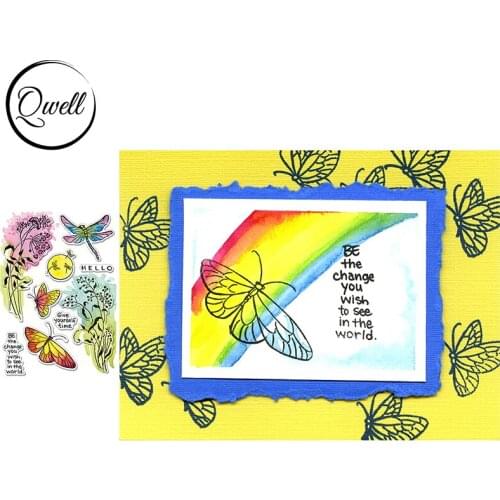 QWELL Butterfly Dragonfly Spring Sprig Clear Silicone Stamps DIY Scrapbooking Craft Paper Cards Making Template 2020 New