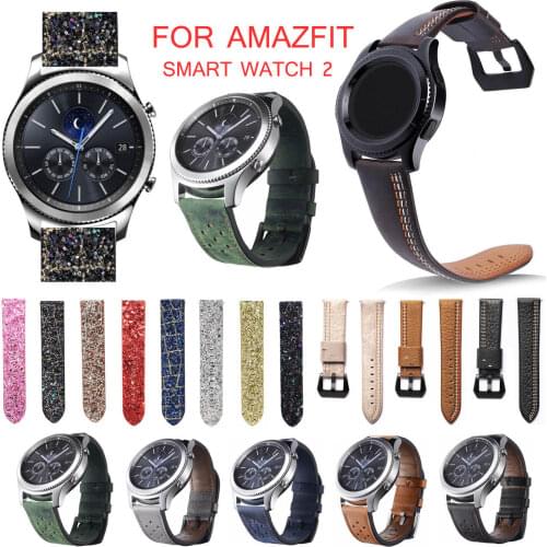 Bling Glitter Leather Band for Xiaomi Huami AMAZFIT Smart Watch Stratos 2 Pace 2 Strap with Breathable Holes Stitching Watchband