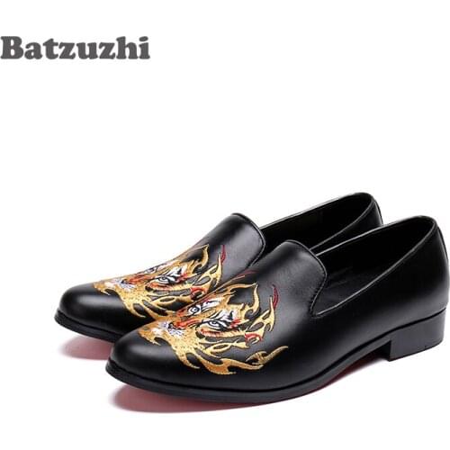 Batzuzhi Luxury Mens Shoes Loafers Shoes Flats Black Genuine Leather Brand Designers Shoes for Men Erkek Ayakkabi, Big Sizes