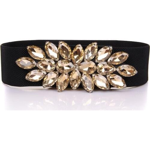 Luxury Rhinestone Dress Belts Women Colorful Crystal Gem Elastic Waistband Fashion Ladies Corset Summer Dress Accessories DP90