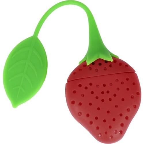 New Strawberry Shape Tea Infuser Pure Soft Silicone Rubber Loose Tea Leaf Strainer Herbal Spice Filter Diffuser Kitchen Gadget