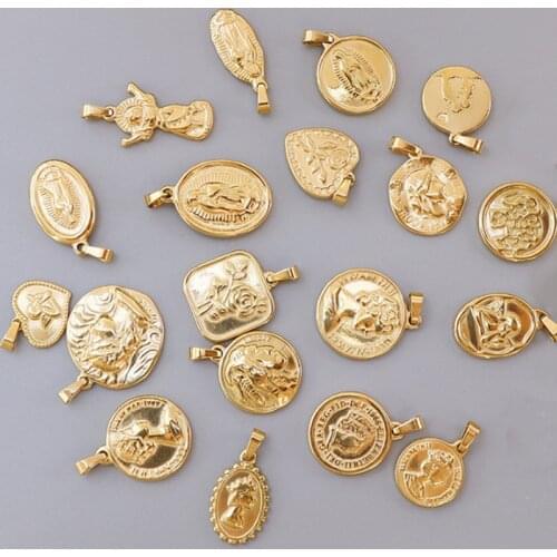 Random Mix Size Stainless Steel Virgin Mary Pendant 20 Style Charms For Jewelry Making Women DIY Accessories