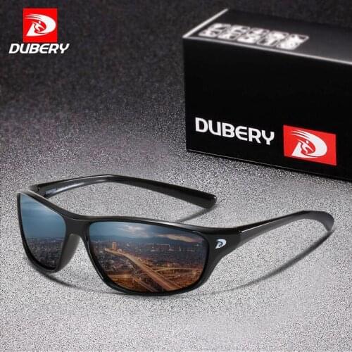 DUBERY Sport Men Rectangle Sunglasses Fishing Polarized Sun Glasses for Men UV400 Mirror Driving Shades Sunglass Male UV400
