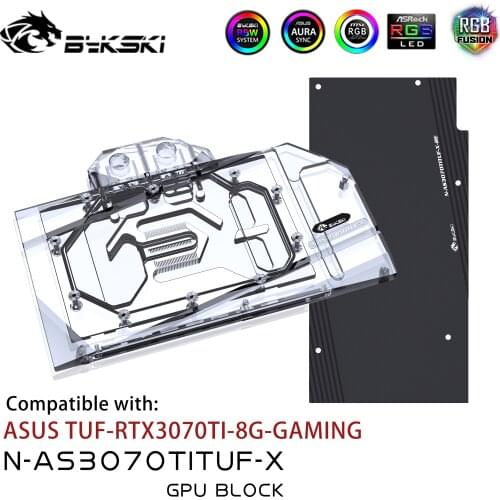 Bykski GPU Water Block for ASUS TUF RTX 3070Ti 8G GAMING Graphics Card Cooled / with Backplane Radiator Coolling N-AS3070TITUF-X