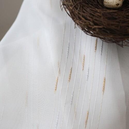 Embroidered Sheer Curtain for Living Room Bedroom Pastoral Rural Geometric Organza Bay Window Tende wp269C