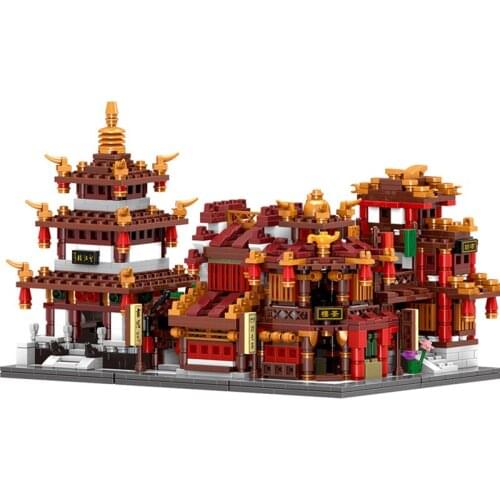 XINGBAO 01102 Chinese Building Street Toys The Teahouse Library Cloth House Wangjiang Tower Set Building Blocks Brick Kids Toys