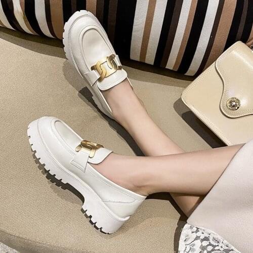 Women Spring Heels Ladies Loafers Pumps Office Shoes Casual Sneakers for Woman Round Toe Split Leather Autumn Heel Shoe 2021