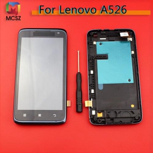 For Lenovo A526 LCD Display Touch Screen Digitizer Assembly With Frame For 4.5" Lenovo A526 Display Replacement Parts