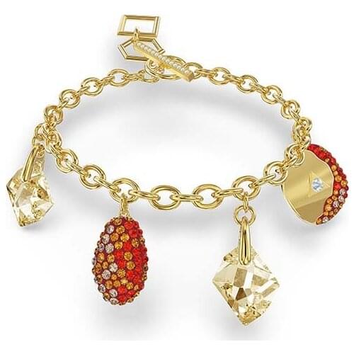 1:1 Fire Elephant Element Geometric Pattern Crystal Design Full Diamond Shaped Oval Bracelet Exquisite Lady Silver Jewelry