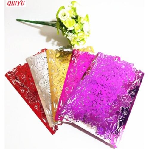 1/10/30pcs Design Ribbons Flower Bow Laser Cut Wedding Invitations Cards custom Type Print Lace Invite Wedding Supplies 7Z