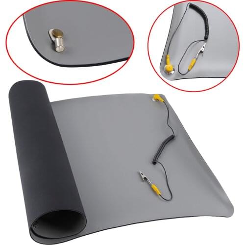1pc Black Desktop Anti Static ESD Grounding Mat + Cord for PC Laptop Repair