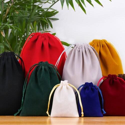 1pc Colorful Flannel Bag Drawstring Bag Jewelry Packaging Sotrage Bags Display Drawstring Packaging Gift Bag