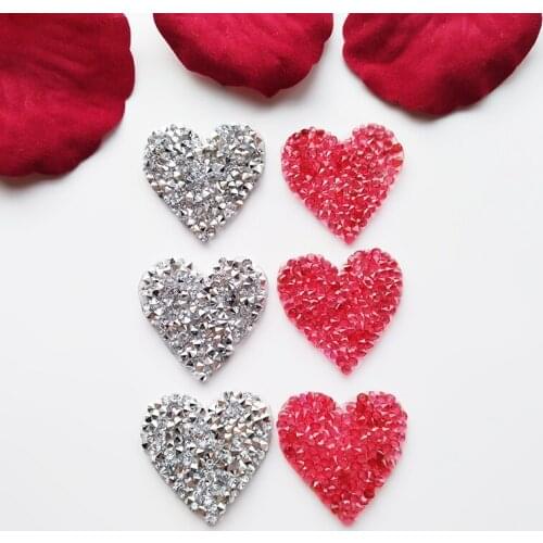 10pcs Artificial Crystal Heart Applique Iron-on Beaded Patches For Clothes Bag Rhinestone Sticker Diy Craft Repair Decoration