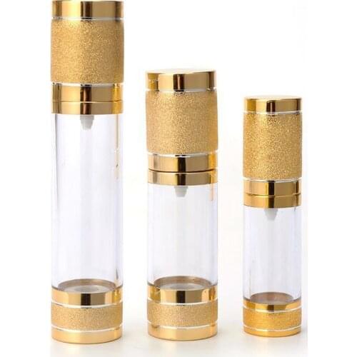 12pcs 15ml 30ml 50ml Empty Vacuum Plastic Lotion Cream Bottles Travel Container Gold Silver Airless Pump Bottle
