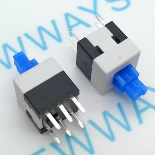 20Pcs/Lot 8*8Mm Latching Switch Self Lock On/Off Button Switch Double Row Self-Locking 6 Feet