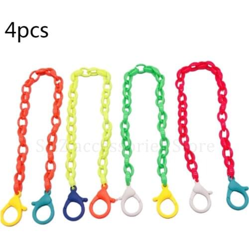4Pcs Kids Face Mask Holder Lanyard Neon Multicolor Plastic Chain Eyeglass Anti-Lost Belt Jewelry Necklace Ear Saver