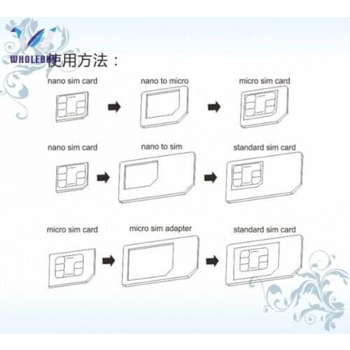 500sets/lot Noosy 4 In 1 Nano SIM Card To Micro SIM Nano Micro To Mini Sim Adapter for Iphone Samsung Sim Card Adapter