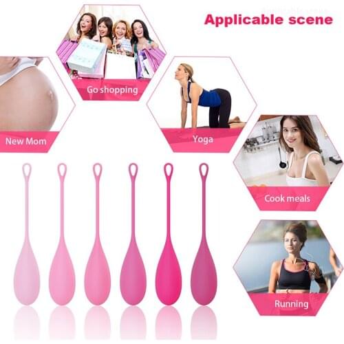 6Pcs Kegel Balls Sex Toys for Woman For Tightening Pelvic Floor Strengthening Vaginal Muscle Waterpoof Silicone Shrinking Ball
