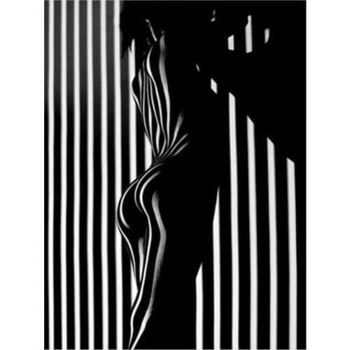 Black and white striped woman 5D Diamond Painting full Square round Diamond set Rhinestone mosaic diamond embroidery iconZP-2442