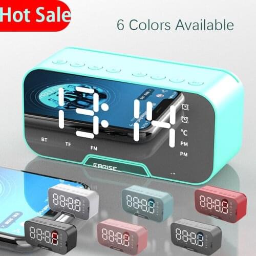 Wireless Bluetooth Speaker Stereo Bass-Heavy Digital LED Display Alarm Clock TF/FM Radio Hands-Free Calling Music Column Player