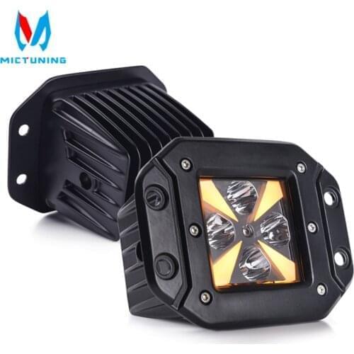 MICTUNING Amber Marker With 12W Work Lights Turn Signal Fog Light DRL Light 2Pcs LED Light Pods for Vehicle Offroad Trunk SUV