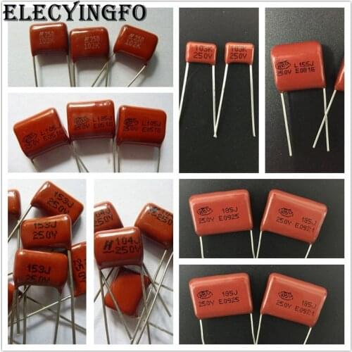 10pcs CBB capacitor 250V 102~685 1nF~6.8uF Metallized Polypropylene Film Capacitor All Values
