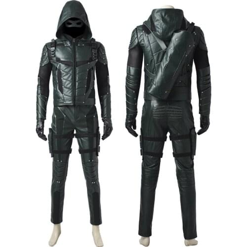 Superhero Arrow Season 5 Oliver Battle Clothes Cosplay Costume Adult Outfit Halloween Party Full Props With Boots