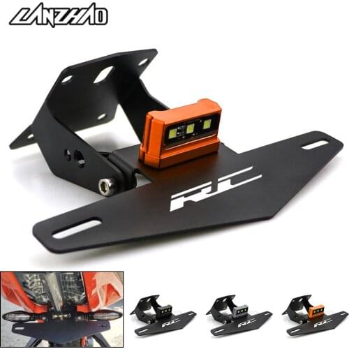 RC Motorcycle License Plate Bracket Holder with LED Light Indicator for KTM RC 250 390 2013 2014 2015 2016 2017 2018 2019 2020