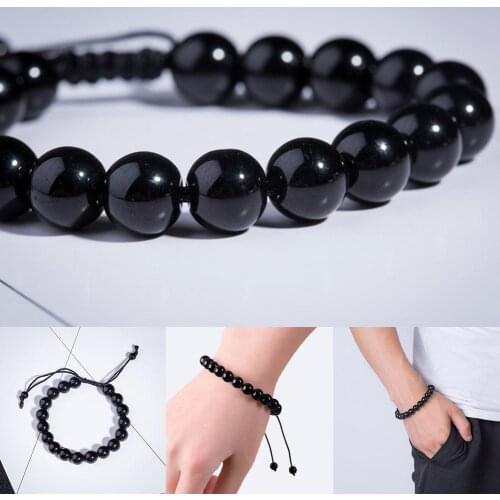 Round Obsidian Healthcare Bracelets Adjustable Black Natural Stone 10mm Bead Bracelet For Women Men Yoga Jewelry Fashion